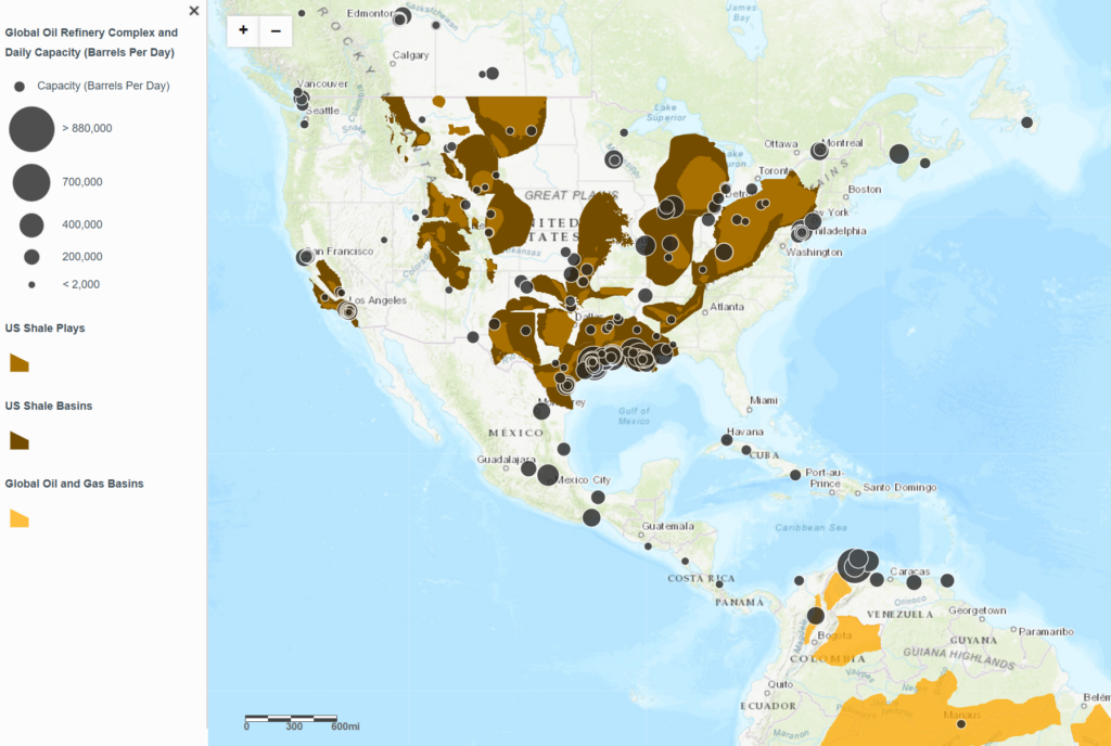 Oil refineries heatmap